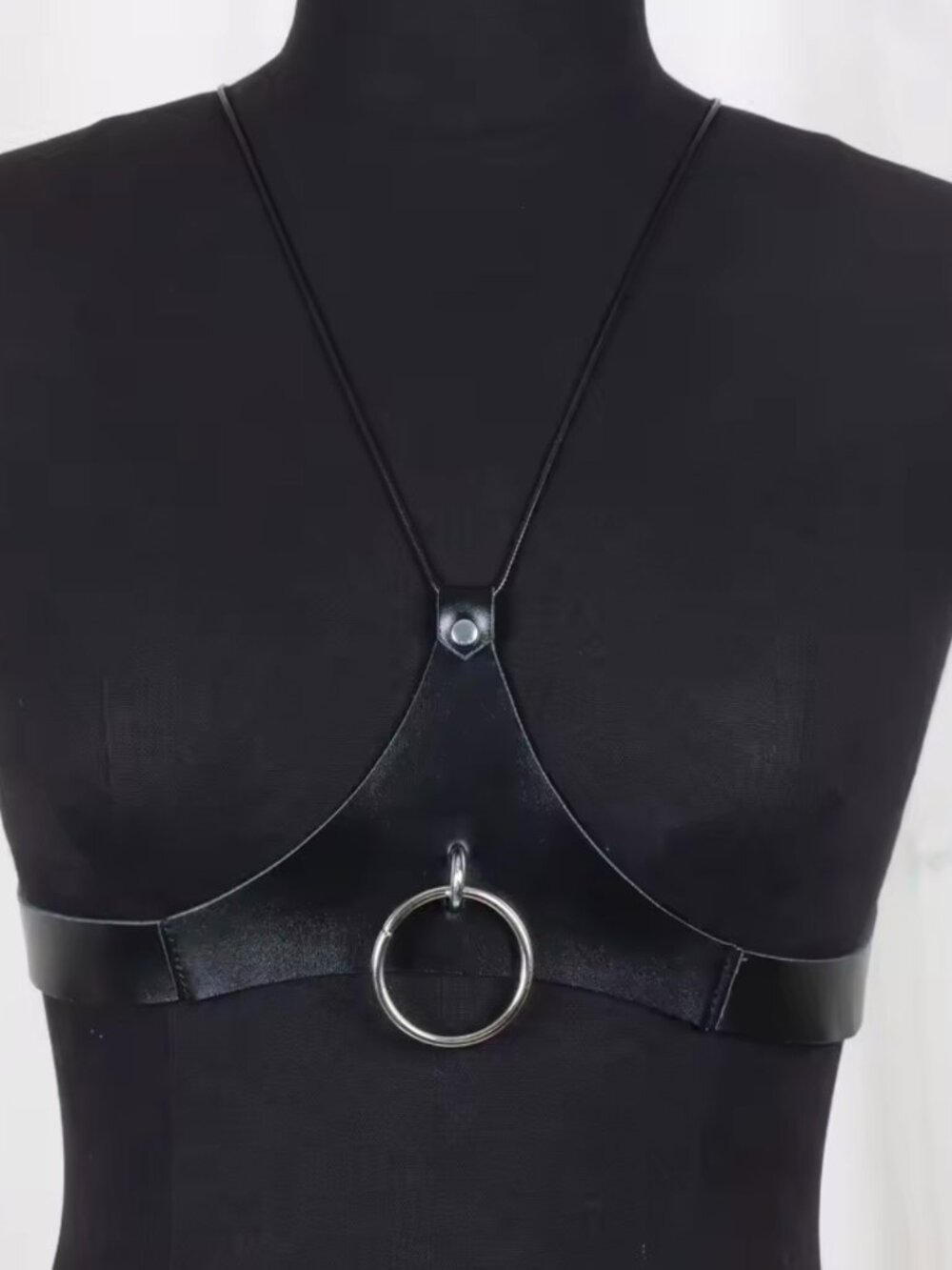 Women Punk Adjustable PU Halter Harness